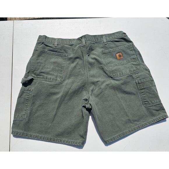 Vintage Carhartt Shorts Mens 42 Moss Green Pockets 8.5" Inseam Workwear Cargo - Picture 2 of 9